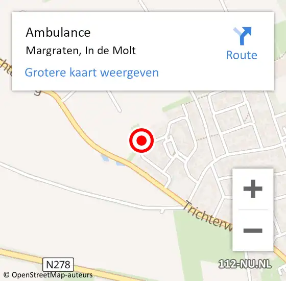 Locatie op kaart van de 112 melding: Ambulance Margraten, In de Molt op 30 juni 2014 14:06