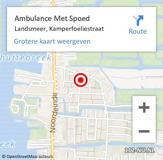 Locatie op kaart van de 112 melding: Ambulance Met Spoed Naar Landsmeer, Kamperfoeliestraat op 25 november 2021 23:52