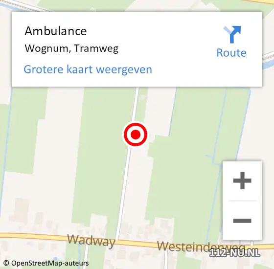 Locatie op kaart van de 112 melding: Ambulance Wognum, Tramweg op 30 juni 2014 14:06