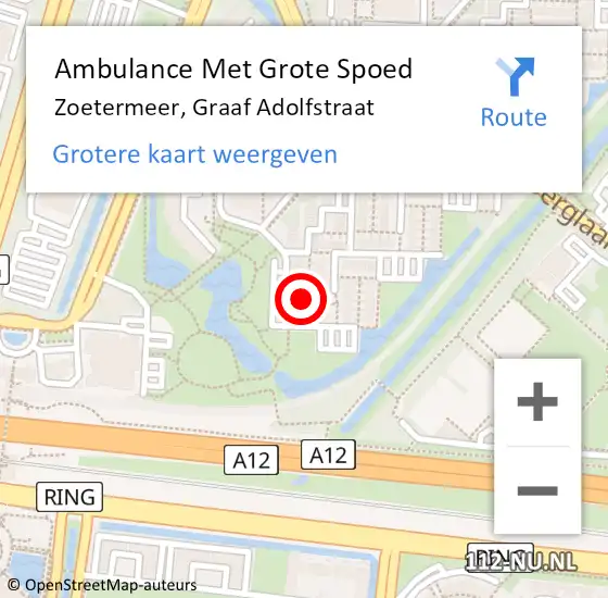 Locatie op kaart van de 112 melding: Ambulance Met Grote Spoed Naar Zoetermeer, Graaf Adolfstraat op 26 november 2021 00:06