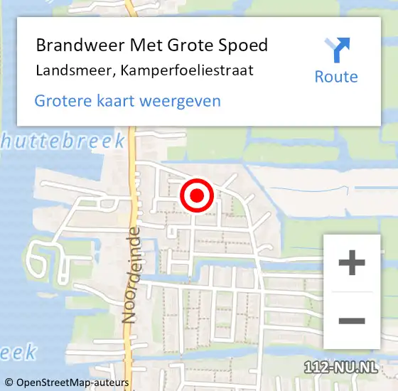 Locatie op kaart van de 112 melding: Brandweer Met Grote Spoed Naar Landsmeer, Kamperfoeliestraat op 26 november 2021 00:20