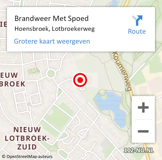 Locatie op kaart van de 112 melding: Brandweer Met Spoed Naar Hoensbroek, Lotbroekerweg op 26 november 2021 00:25