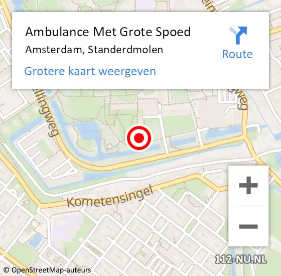 Locatie op kaart van de 112 melding: Ambulance Met Grote Spoed Naar Amsterdam, Standerdmolen op 26 november 2021 00:26