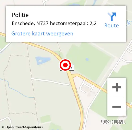 Locatie op kaart van de 112 melding: Politie Enschede, N737 hectometerpaal: 2,2 op 26 november 2021 01:20