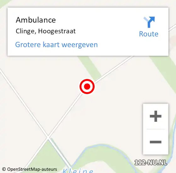 Locatie op kaart van de 112 melding: Ambulance Clinge, Hoogestraat op 30 juni 2014 14:10