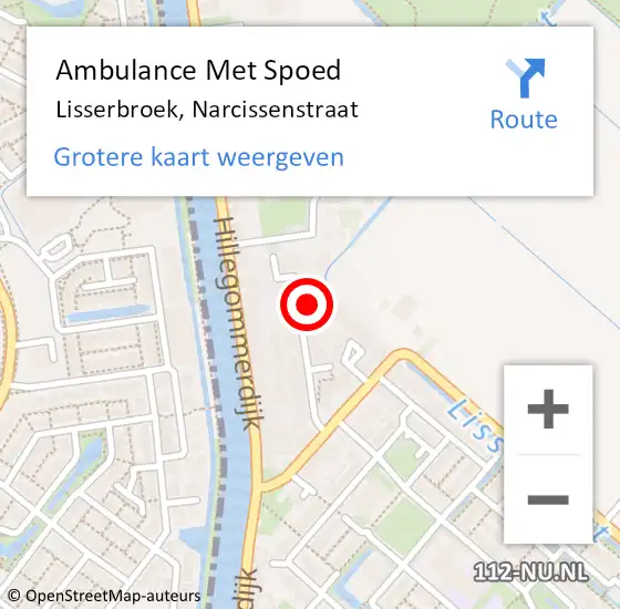 Locatie op kaart van de 112 melding: Ambulance Met Spoed Naar Lisserbroek, Narcissenstraat op 26 november 2021 02:43