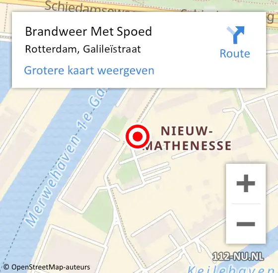 Locatie op kaart van de 112 melding: Brandweer Met Spoed Naar Rotterdam, Galileïstraat op 26 november 2021 02:49