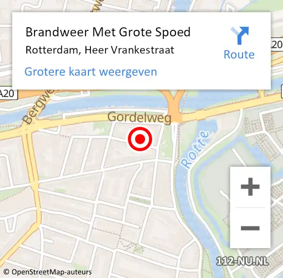 Locatie op kaart van de 112 melding: Brandweer Met Grote Spoed Naar Rotterdam, Heer Vrankestraat op 26 november 2021 03:16