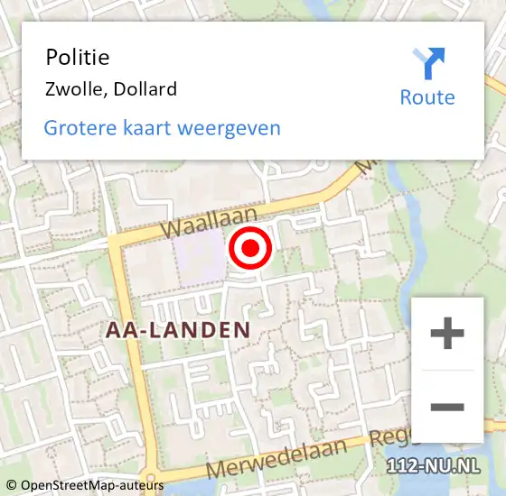 Locatie op kaart van de 112 melding: Politie Zwolle, Dollard op 26 november 2021 03:19