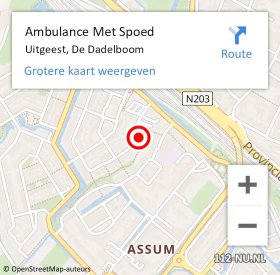 Locatie op kaart van de 112 melding: Ambulance Met Spoed Naar Uitgeest, De Dadelboom op 26 november 2021 03:23