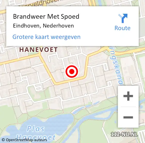 Locatie op kaart van de 112 melding: Brandweer Met Spoed Naar Eindhoven, Nederhoven op 26 november 2021 03:38