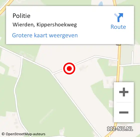 Locatie op kaart van de 112 melding: Politie Wierden, Kippershoekweg op 26 november 2021 03:51