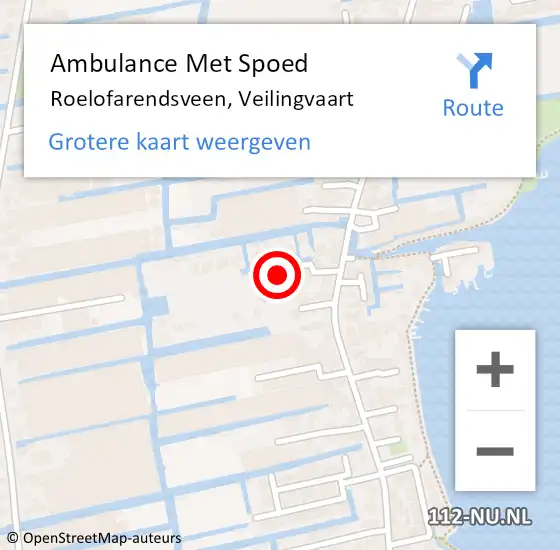 Locatie op kaart van de 112 melding: Ambulance Met Spoed Naar Roelofarendsveen, Veilingvaart op 26 november 2021 05:34