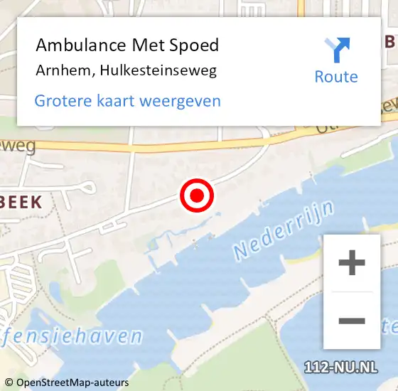 Locatie op kaart van de 112 melding: Ambulance Met Spoed Naar Arnhem, Hulkesteinseweg op 26 november 2021 05:52