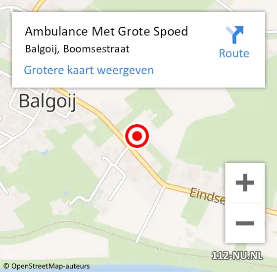 Locatie op kaart van de 112 melding: Ambulance Met Grote Spoed Naar Balgoij, Boomsestraat op 26 november 2021 07:17