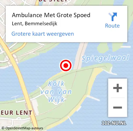 Locatie op kaart van de 112 melding: Ambulance Met Grote Spoed Naar Lent, Bemmelsedijk op 26 november 2021 07:33