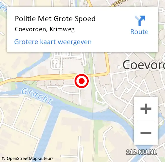 Locatie op kaart van de 112 melding: Politie Met Grote Spoed Naar Coevorden, Krimweg op 26 november 2021 07:37