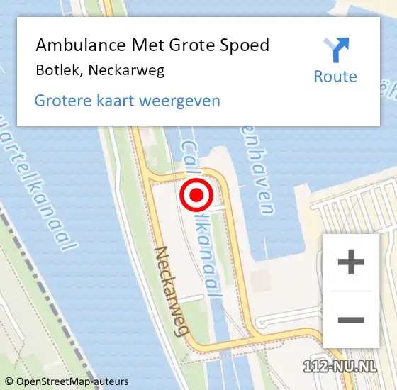 Locatie op kaart van de 112 melding: Ambulance Met Grote Spoed Naar Botlek, Neckarweg op 26 november 2021 07:45