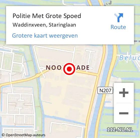 Locatie op kaart van de 112 melding: Politie Met Grote Spoed Naar Waddinxveen, Staringlaan op 26 november 2021 08:30