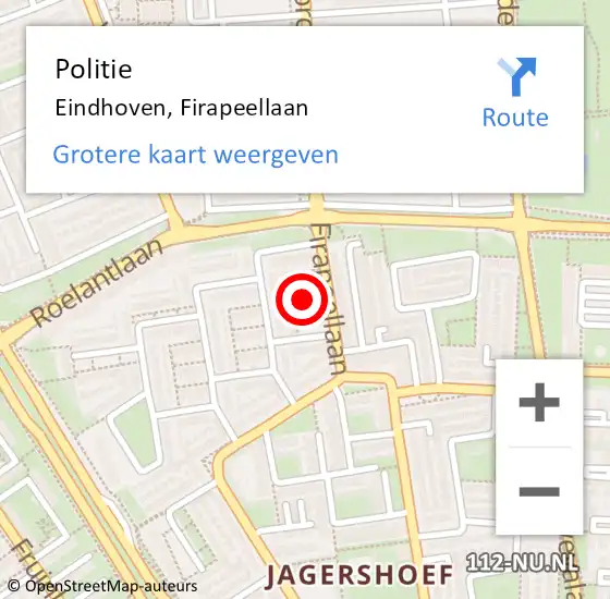 Locatie op kaart van de 112 melding: Politie Eindhoven, Firapeellaan op 26 november 2021 08:30