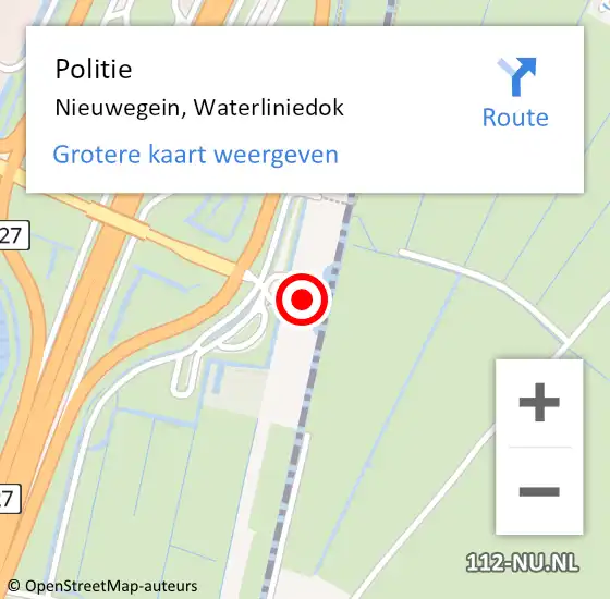 Locatie op kaart van de 112 melding: Politie Nieuwegein, Waterliniedok op 26 november 2021 08:30