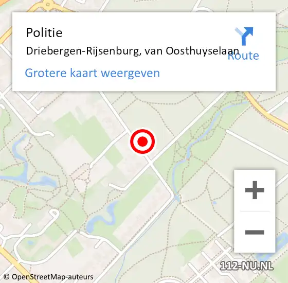 Locatie op kaart van de 112 melding: Politie Driebergen-Rijsenburg, van Oosthuyselaan op 26 november 2021 08:33