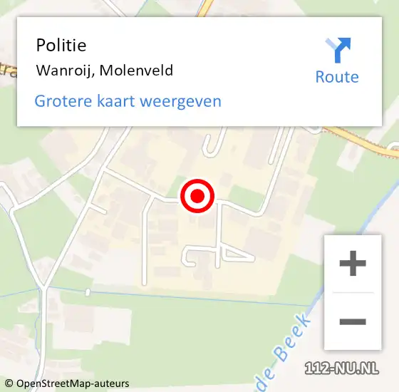 Locatie op kaart van de 112 melding: Politie Wanroij, Molenveld op 26 november 2021 08:42