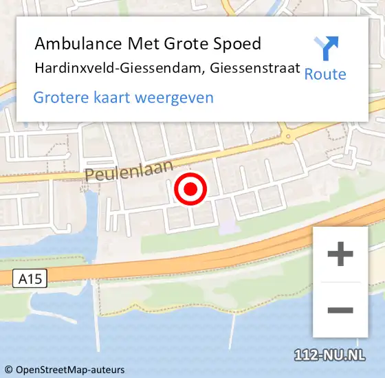 Locatie op kaart van de 112 melding: Ambulance Met Grote Spoed Naar Hardinxveld-Giessendam, Giessenstraat op 26 november 2021 08:42