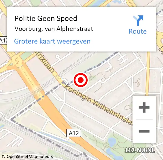 Locatie op kaart van de 112 melding: Politie Geen Spoed Naar Voorburg, van Alphenstraat op 26 november 2021 08:43