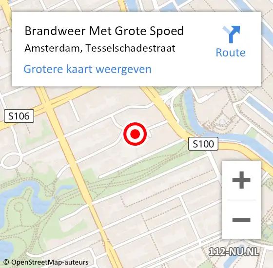 Locatie op kaart van de 112 melding: Brandweer Met Grote Spoed Naar Amsterdam, Tesselschadestraat op 26 november 2021 08:53