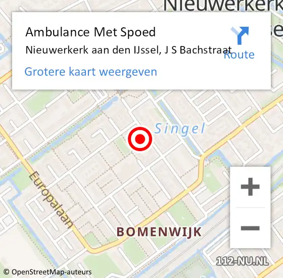 Locatie op kaart van de 112 melding: Ambulance Met Spoed Naar Nieuwerkerk aan den IJssel, J S Bachstraat op 26 november 2021 09:12