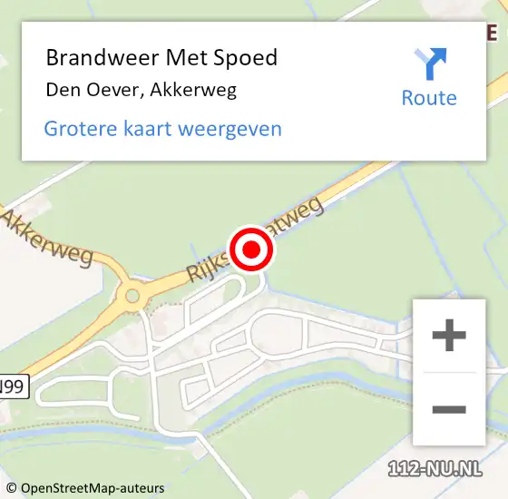 Locatie op kaart van de 112 melding: Brandweer Met Spoed Naar Den Oever, Akkerweg op 26 november 2021 09:29