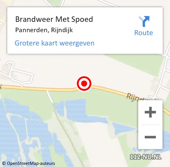 Locatie op kaart van de 112 melding: Brandweer Met Spoed Naar Pannerden, Rijndijk op 26 november 2021 09:30