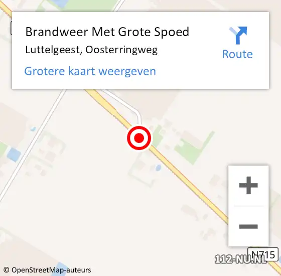 Locatie op kaart van de 112 melding: Brandweer Met Grote Spoed Naar Luttelgeest, Oosterringweg op 30 juni 2014 14:31