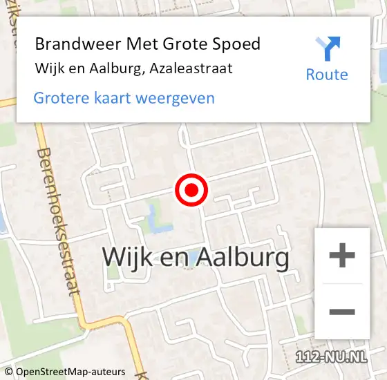 Locatie op kaart van de 112 melding: Brandweer Met Grote Spoed Naar Wijk en Aalburg, Azaleastraat op 26 november 2021 09:38