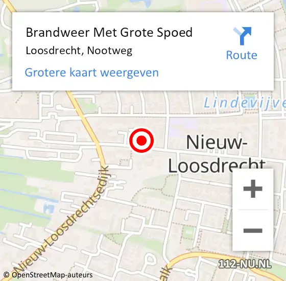 Locatie op kaart van de 112 melding: Brandweer Met Grote Spoed Naar Loosdrecht, Nootweg op 26 november 2021 09:47