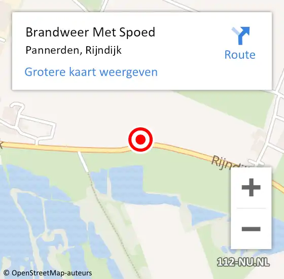 Locatie op kaart van de 112 melding: Brandweer Met Spoed Naar Pannerden, Rijndijk op 26 november 2021 09:50