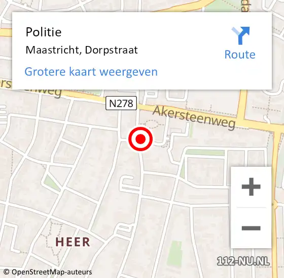 Locatie op kaart van de 112 melding: Politie Maastricht, Dorpstraat op 26 november 2021 10:01