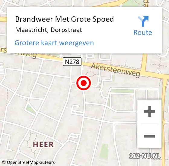 Locatie op kaart van de 112 melding: Brandweer Met Grote Spoed Naar Maastricht, Dorpstraat op 26 november 2021 10:02