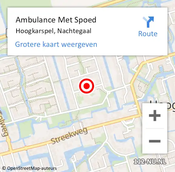 Locatie op kaart van de 112 melding: Ambulance Met Spoed Naar Hoogkarspel, Nachtegaal op 26 november 2021 10:10