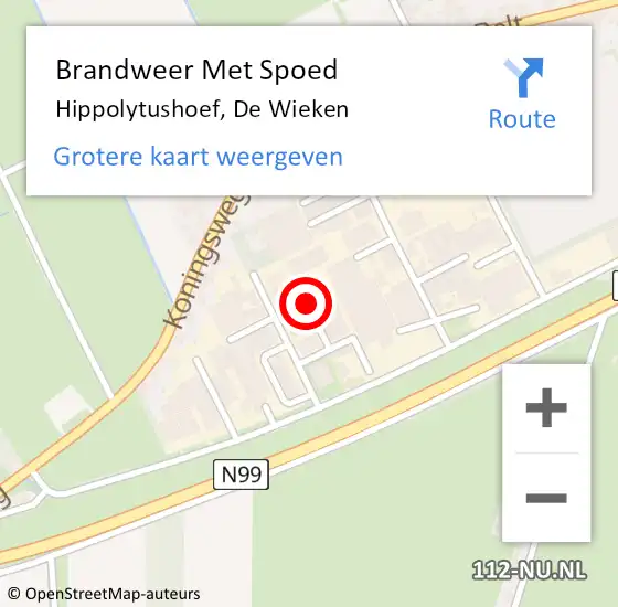 Locatie op kaart van de 112 melding: Brandweer Met Spoed Naar Hippolytushoef, De Wieken op 26 november 2021 10:27