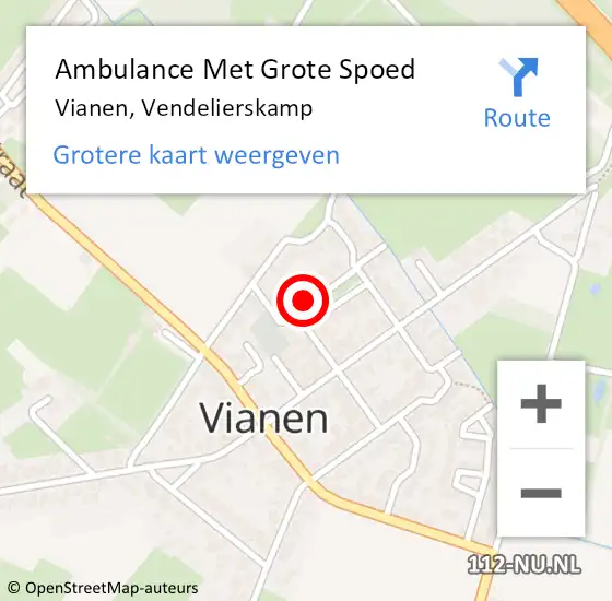 Locatie op kaart van de 112 melding: Ambulance Met Grote Spoed Naar Vianen, Vendelierskamp op 26 november 2021 10:29