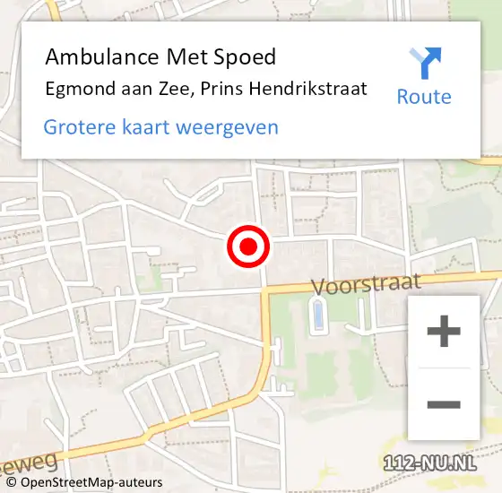 Locatie op kaart van de 112 melding: Ambulance Met Spoed Naar Egmond aan Zee, Prins Hendrikstraat op 26 november 2021 10:30