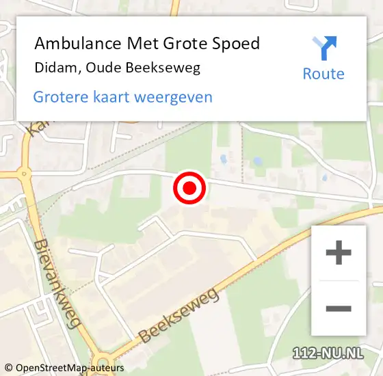 Locatie op kaart van de 112 melding: Ambulance Met Grote Spoed Naar Didam, Oude Beekseweg op 26 november 2021 10:49