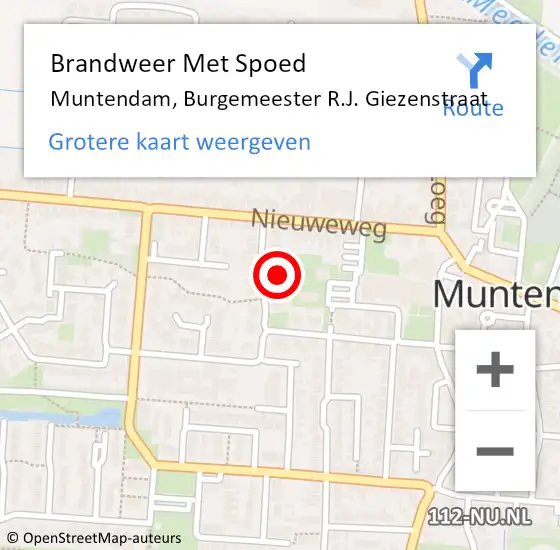 Locatie op kaart van de 112 melding: Brandweer Met Spoed Naar Muntendam, Burgemeester R.J. Giezenstraat op 26 november 2021 10:58