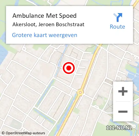 Locatie op kaart van de 112 melding: Ambulance Met Spoed Naar Akersloot, Jeroen Boschstraat op 26 november 2021 11:14