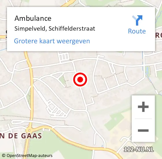 Locatie op kaart van de 112 melding: Ambulance Simpelveld, Schiffelderstraat op 30 juni 2014 14:40