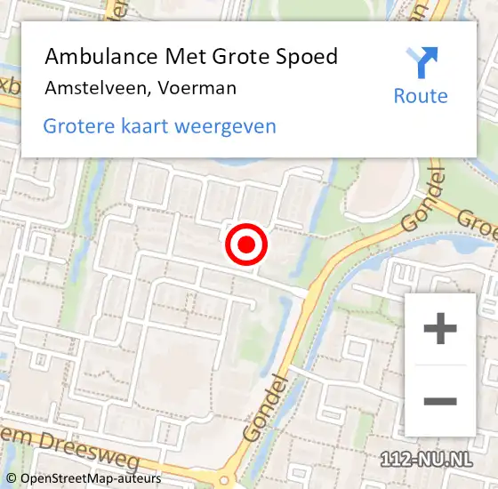 Locatie op kaart van de 112 melding: Ambulance Met Grote Spoed Naar Amstelveen, Voerman op 26 november 2021 11:24