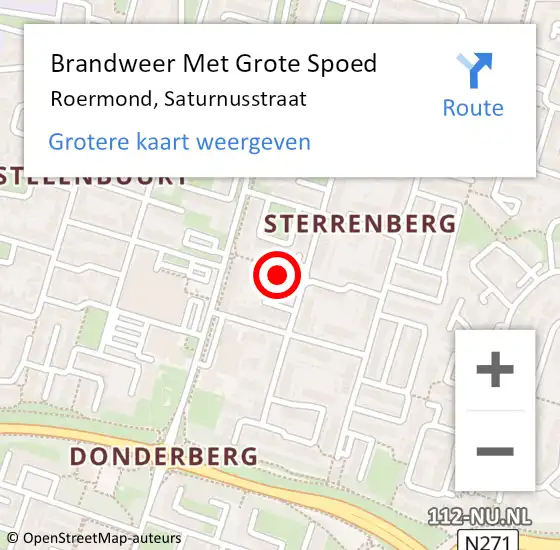 Locatie op kaart van de 112 melding: Brandweer Met Grote Spoed Naar Roermond, Saturnusstraat op 26 november 2021 11:36