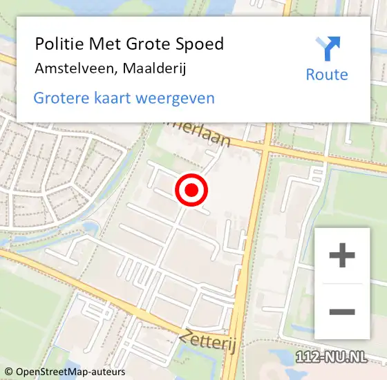 Locatie op kaart van de 112 melding: Politie Met Grote Spoed Naar Amstelveen, Maalderij op 26 november 2021 11:37